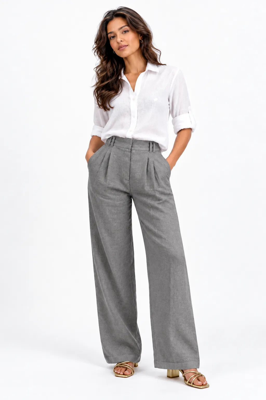 Astoria Linen Ladies Pants (Grey)