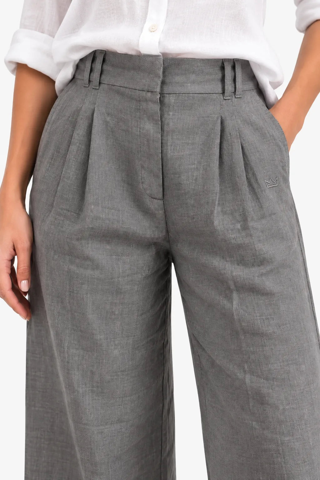 Astoria Linen Ladies Pants (Grey)