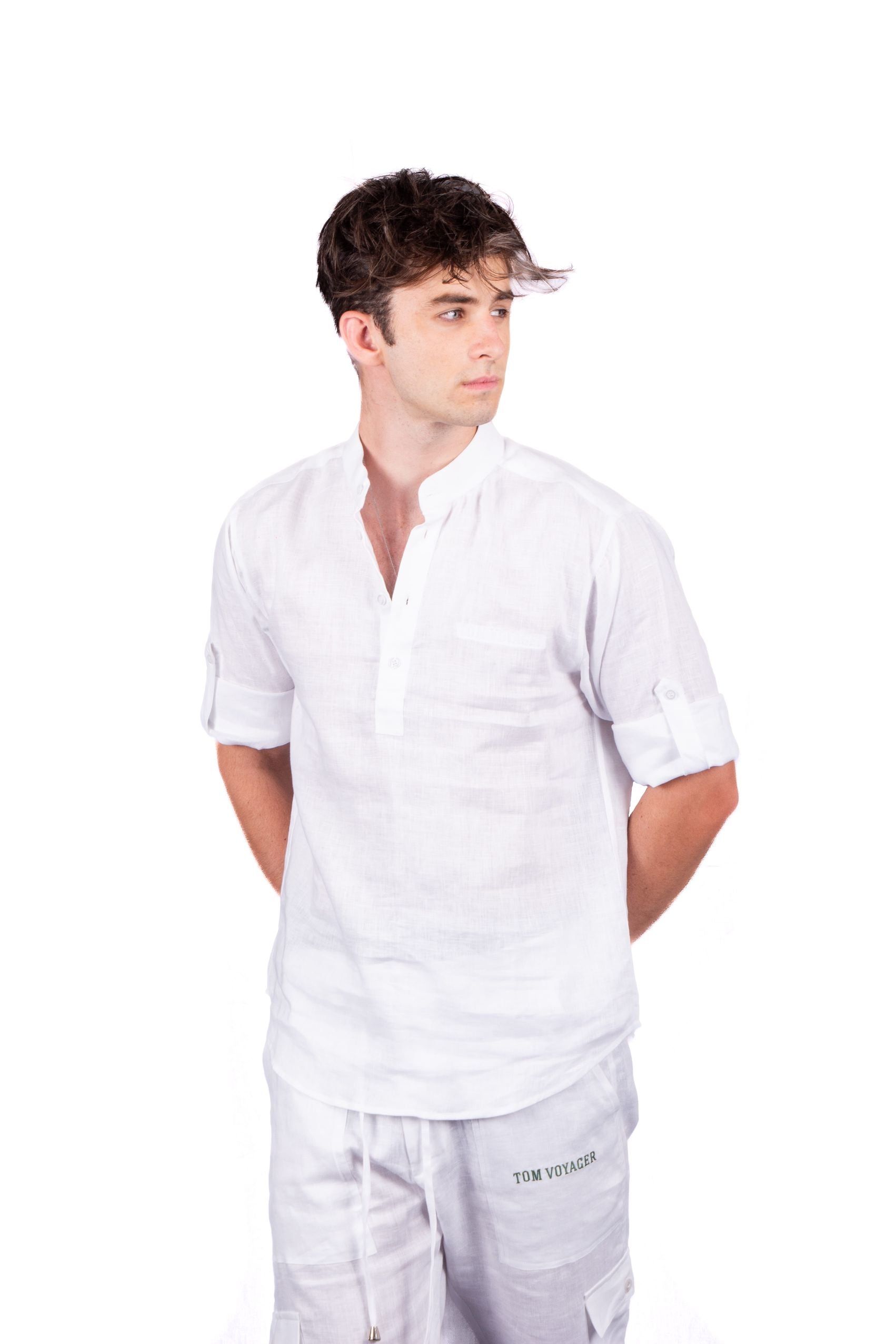 Austin Linen Shirt - Short Sleeve Shirt-mens shirt - white - Tom Voyager