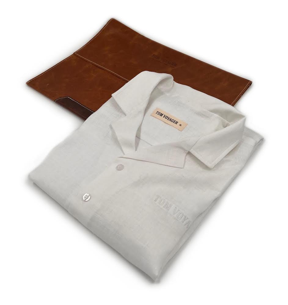 Austin Linen Shirt - Short Sleeve Shirt-mens shirt - White fold -Tom Voyager