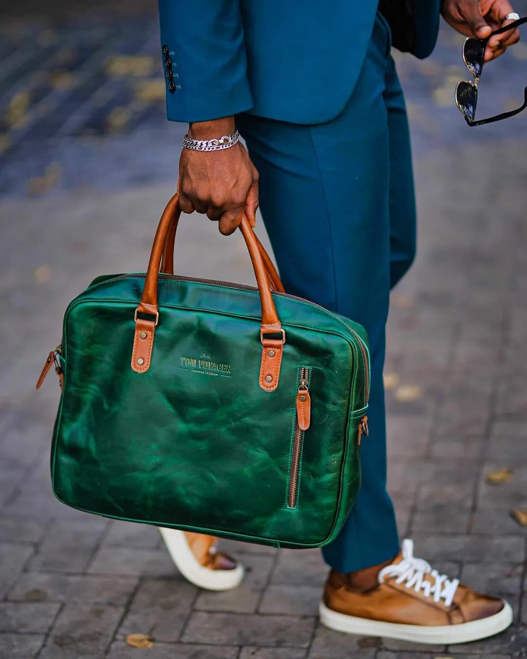 Emerald Leather Bag from Tom Voyager