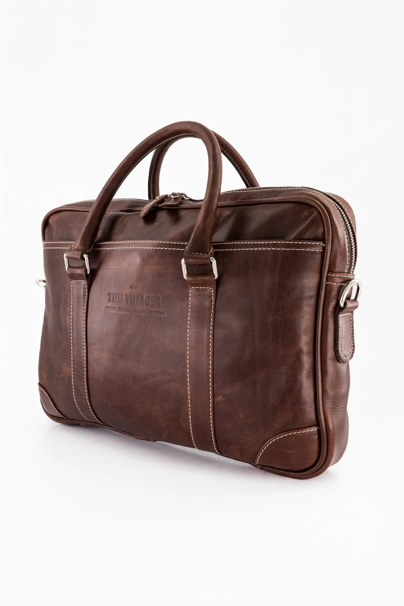 Hayden Messenger Bag aus Leder Dunkel Hellbraun