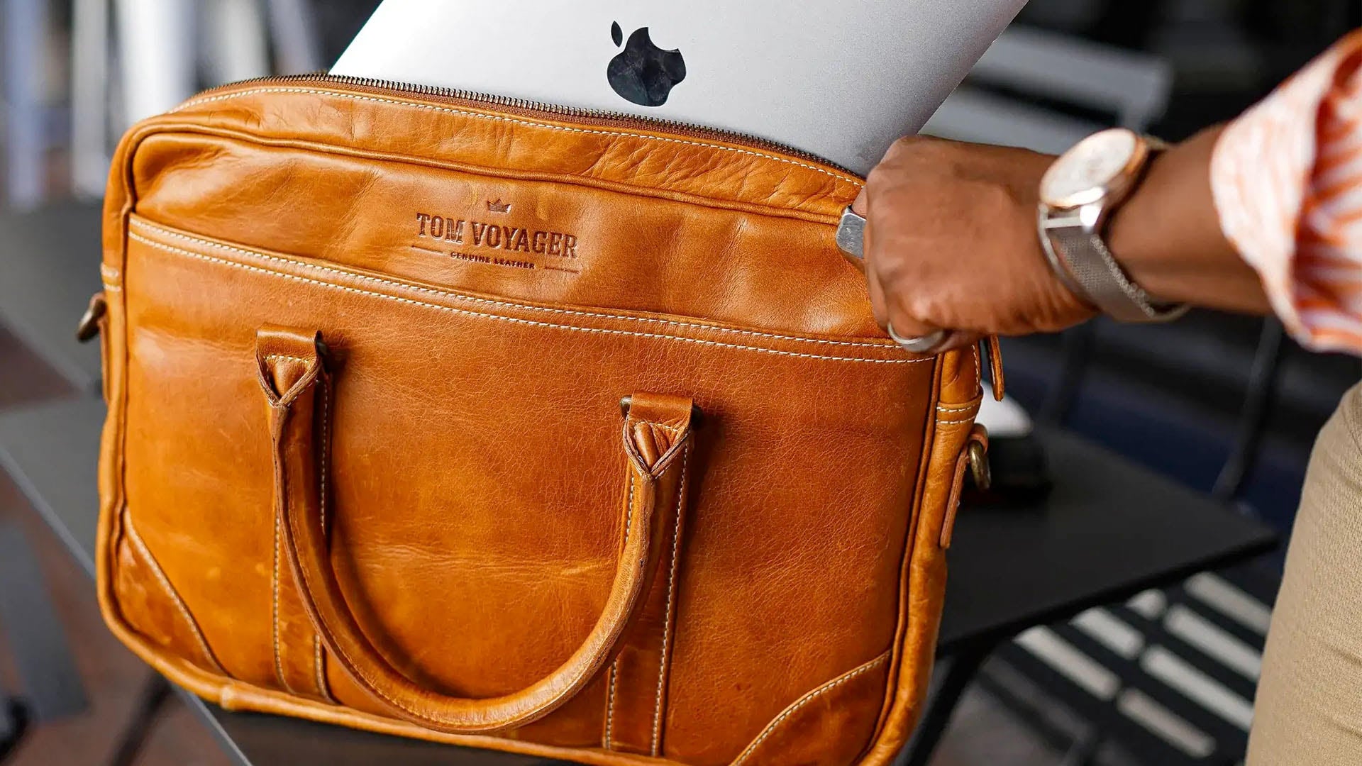 Hayden Light Brown Messenger Laptop Bag