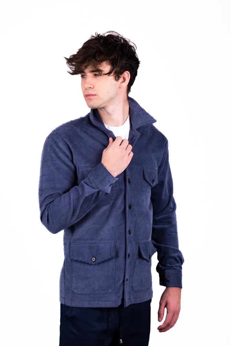 Tom Voyager Kyoto Corduroy Jacket - Blue - Front View