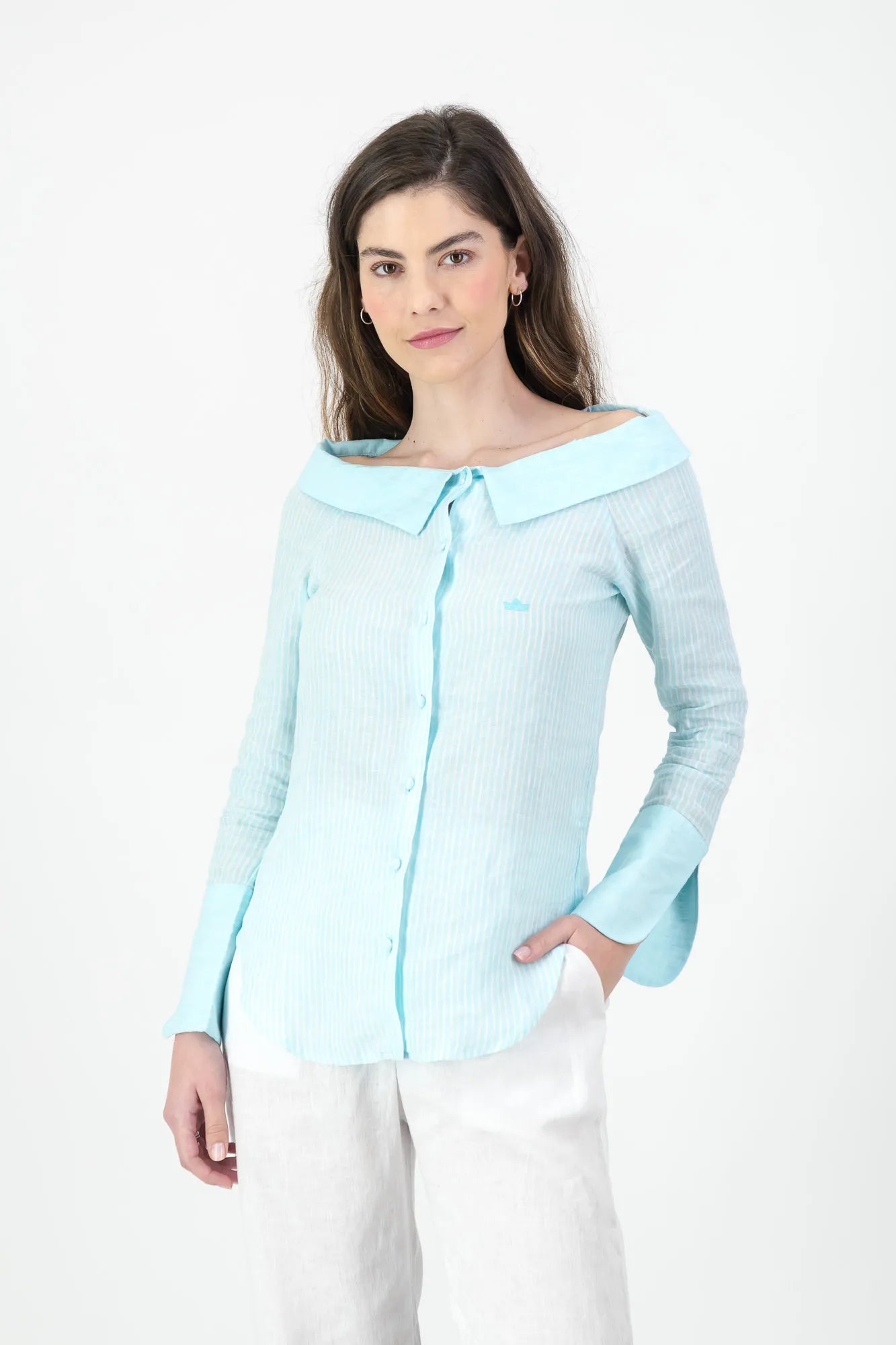 Mint Bertha Collar Shirt