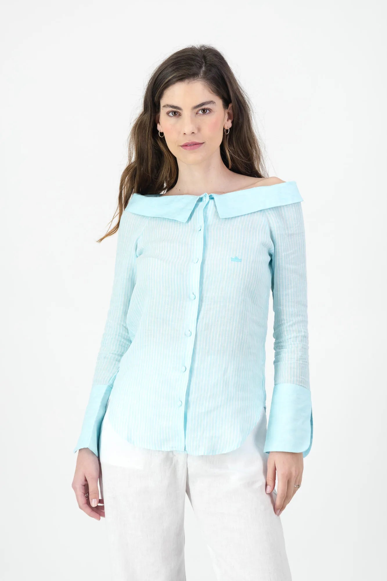 Mint Bertha Collar Shirt