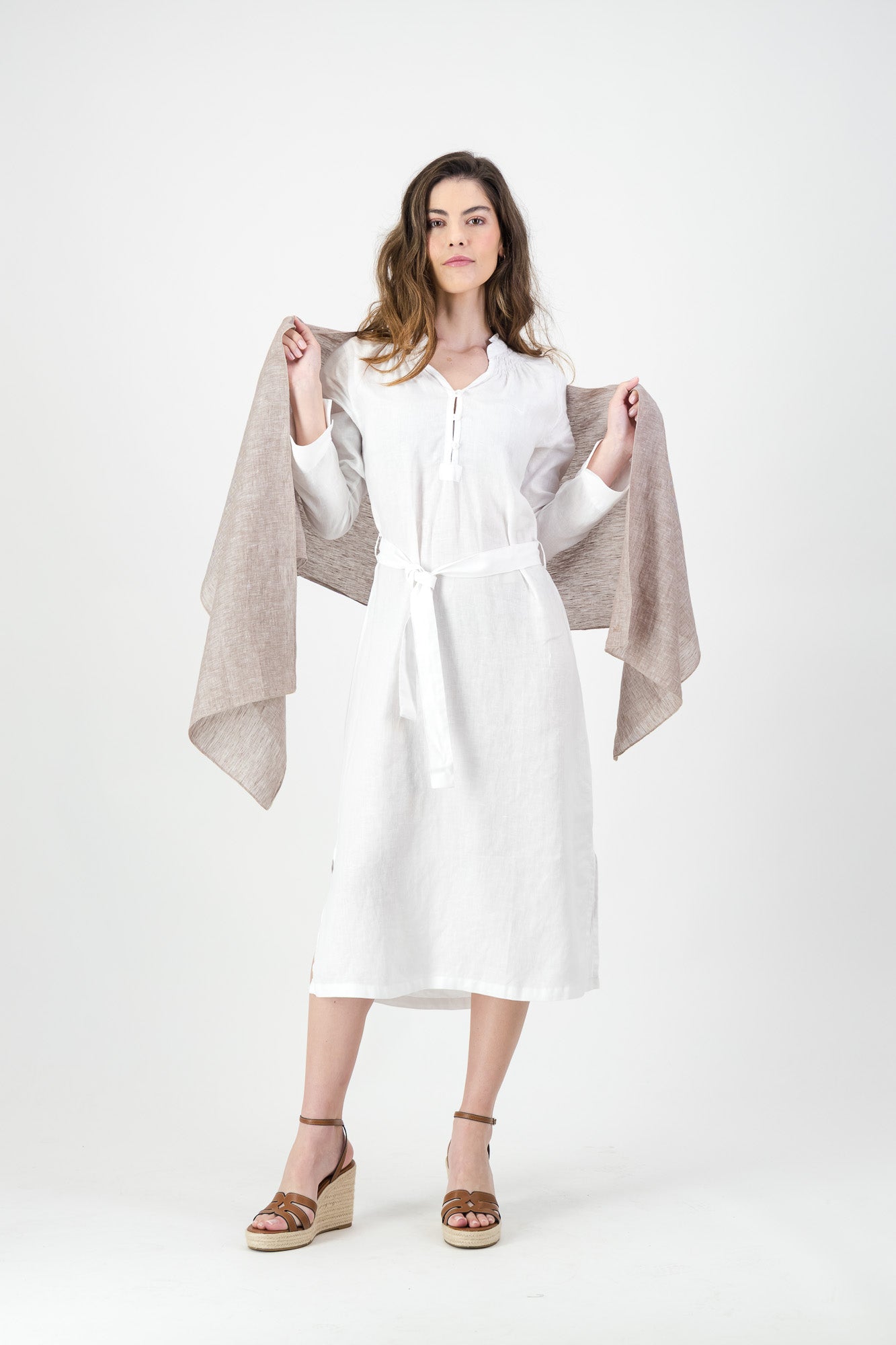 Sahara Linen Scarf - Beige