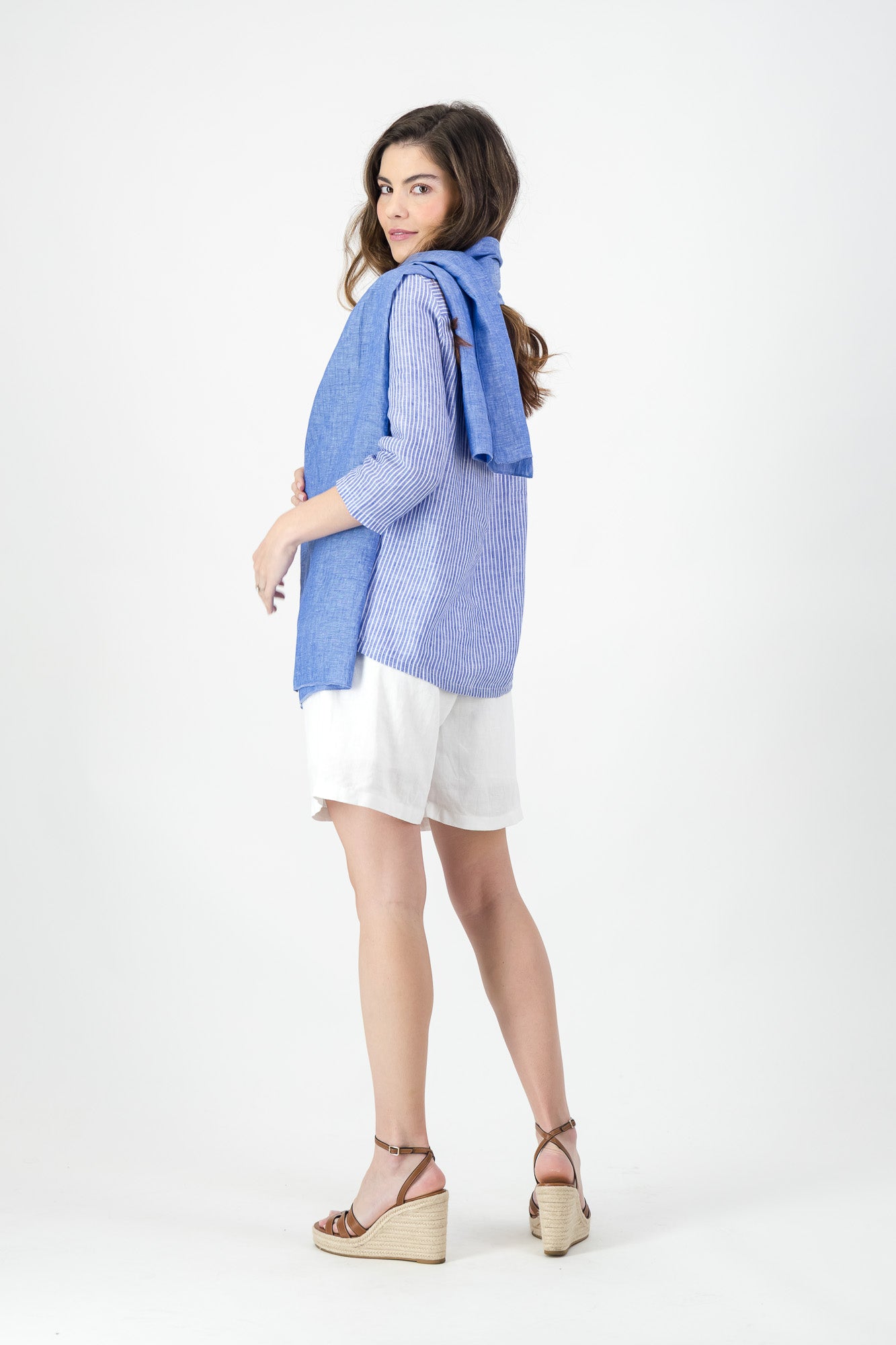 Sahara Linen Scarf - Denim Blue