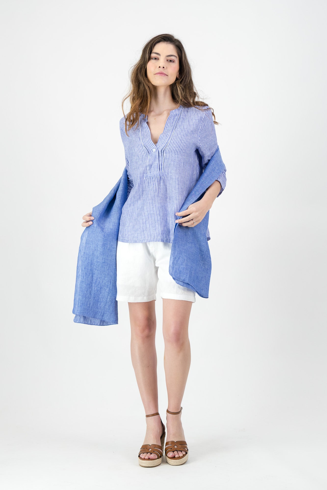 Sahara Linen Scarf - Denim Blue