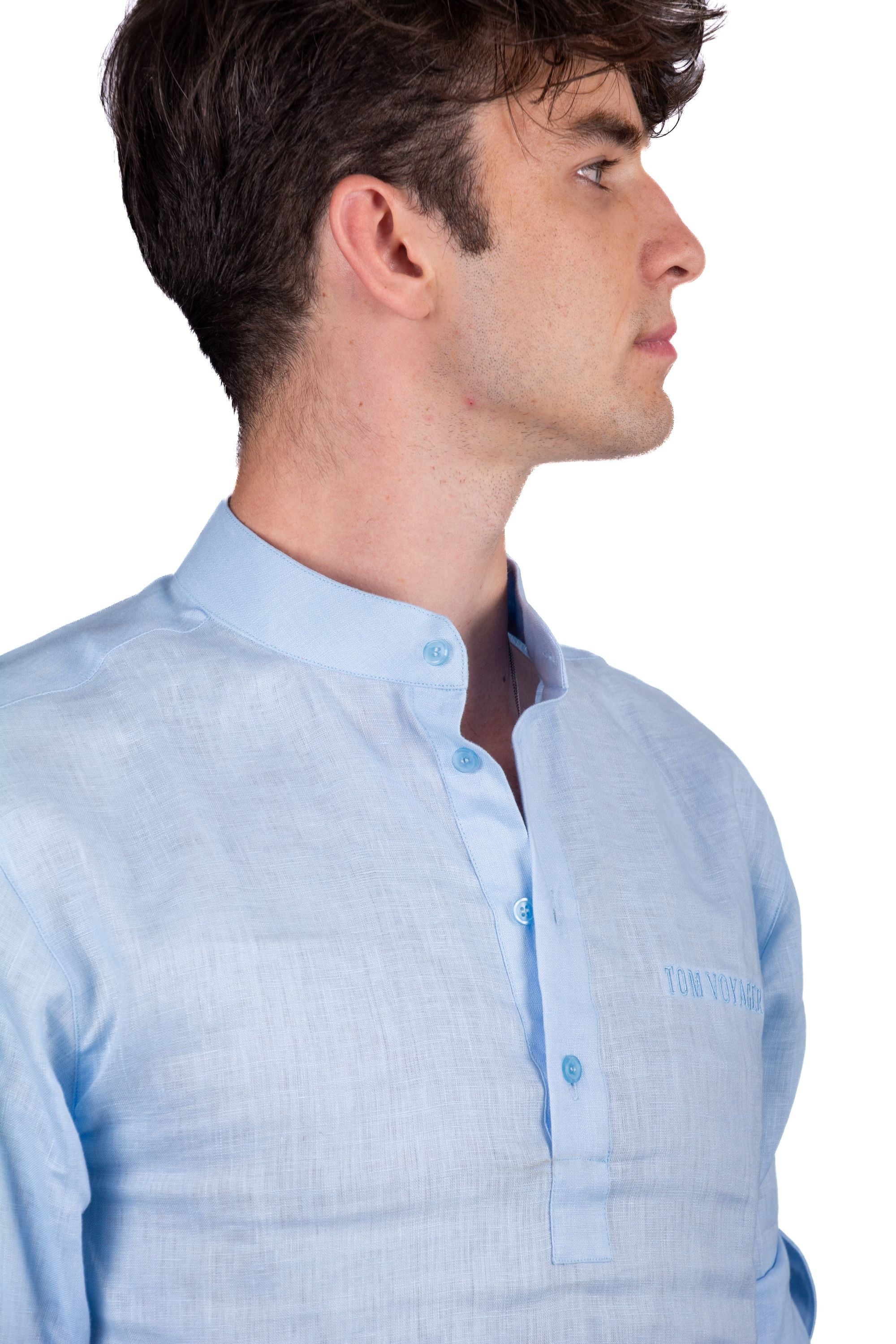 Blauw Flush linnen herenoverhemd