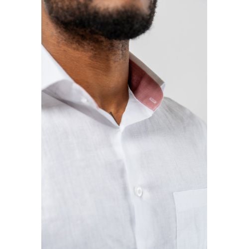 Chicago Linen Shirt - Long Sleeve - white - Closeup - Tom Voyager SA