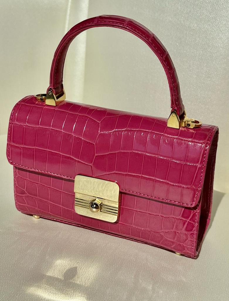 Crimson Croc Box Bag