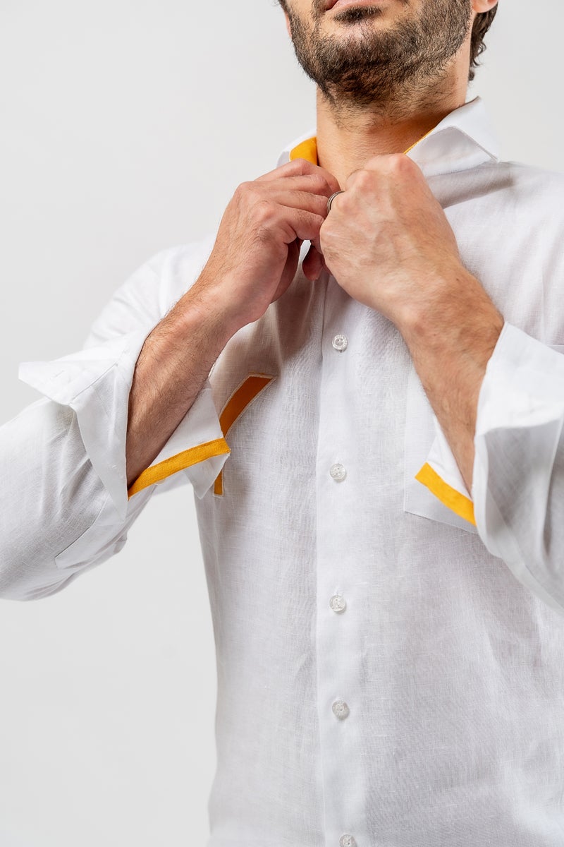 Amsterdam Linen Shirt - Mens Shirt - Collar Shirt - close collar - Tom Voyager SA