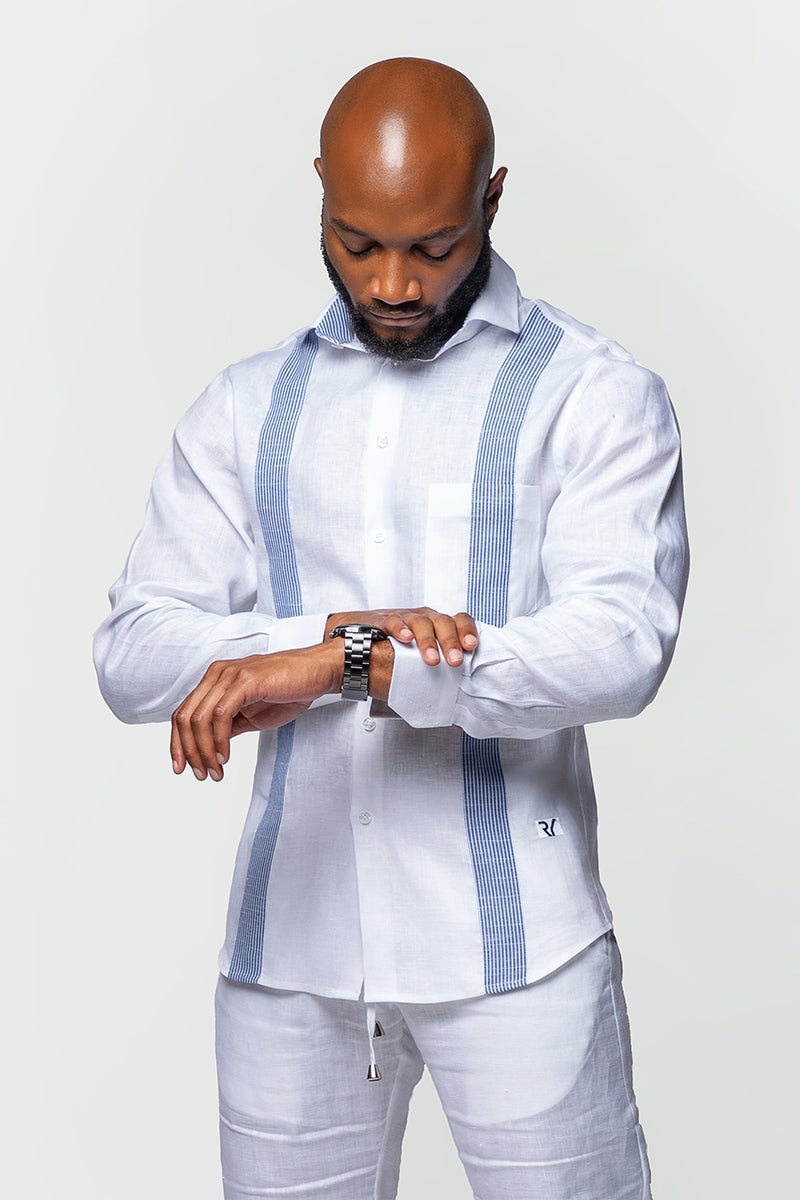 Miami Linen Men's Shirt - Long Sleeve - White - Tom Voyager SA