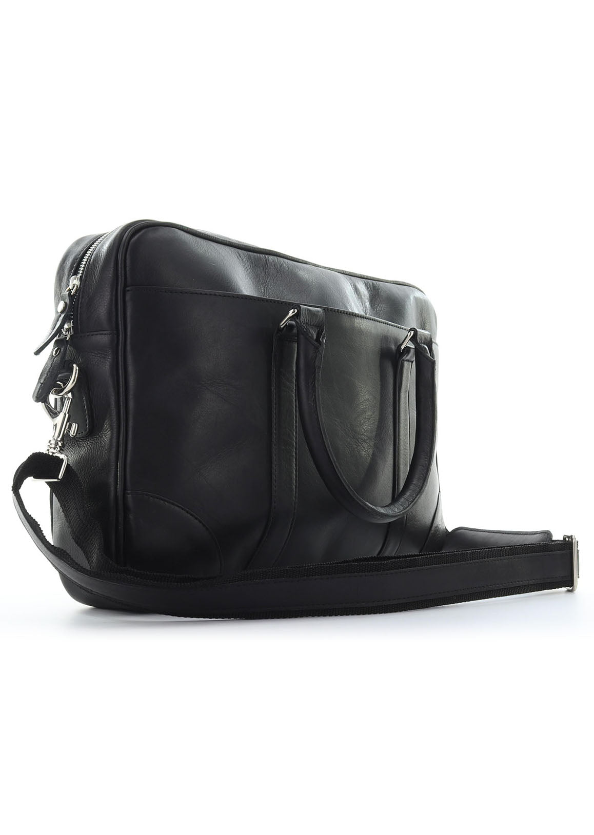 Black Hayden - messenger bag - leather bag - laptop bag - front view