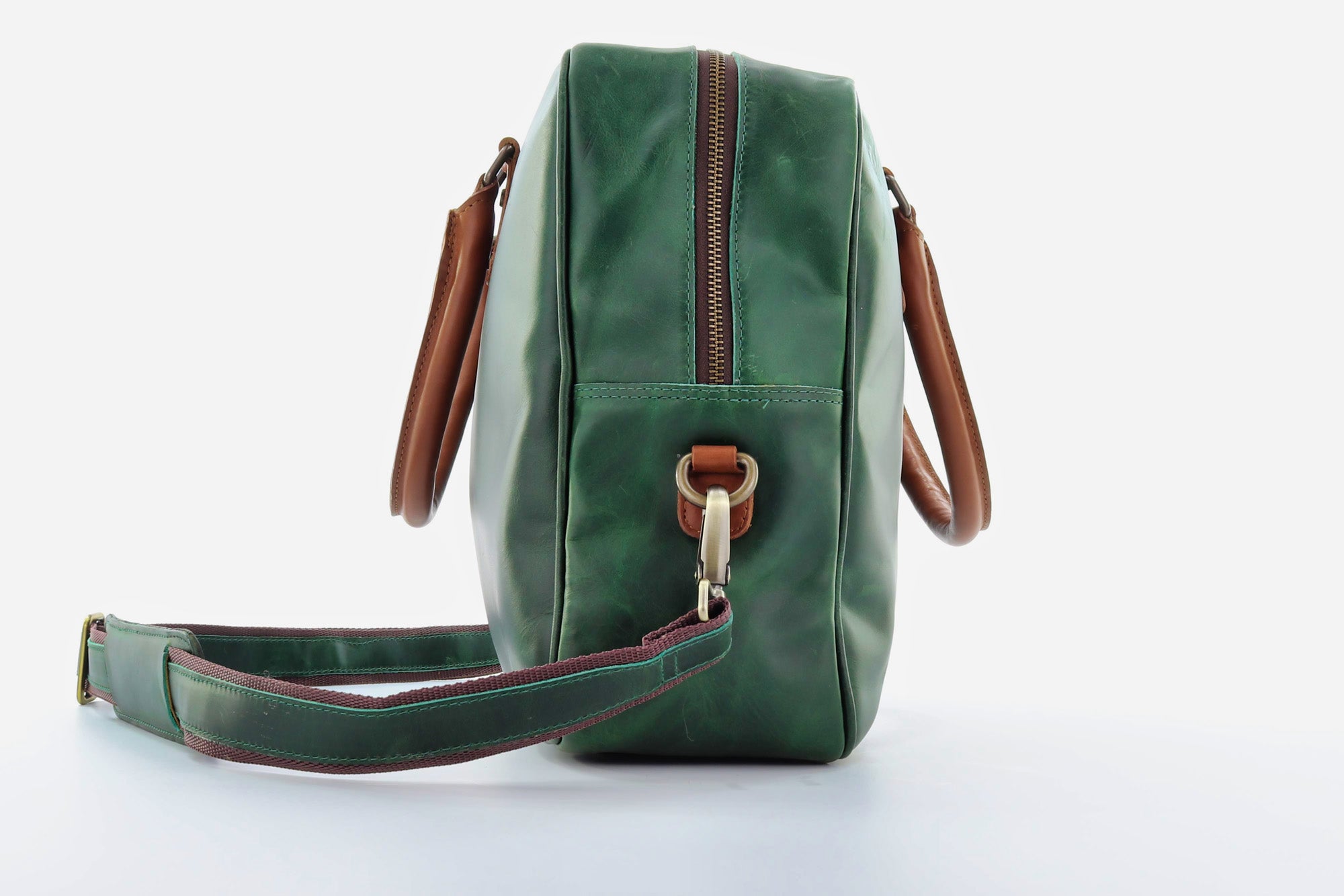 Emerald leather bag - genuine leather bag - messenger bag - emerald green - side view4