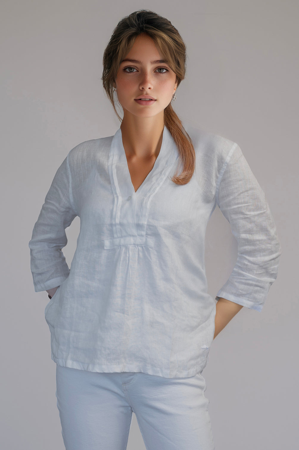 Camellia Linen Ladies Shirt