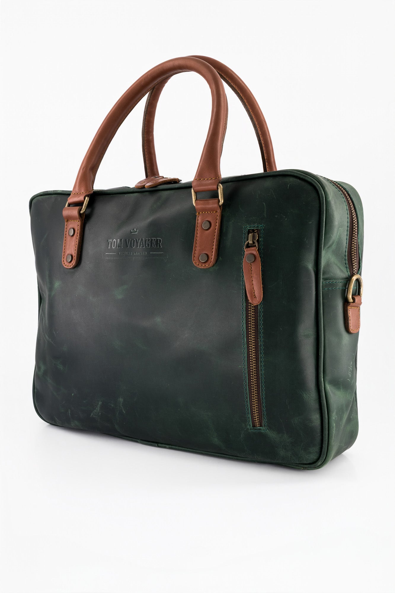 Tom Voyager Emerald Green Leather Bag | Work Bag SA
