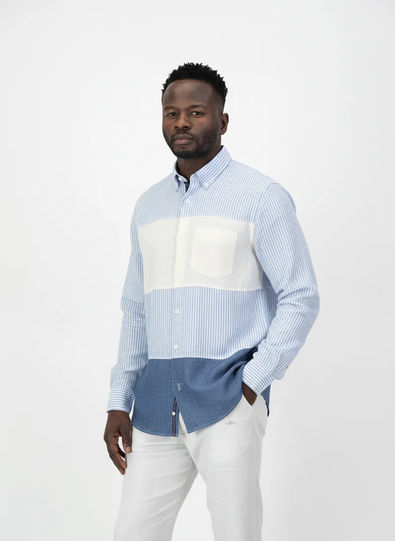 Marrakesh Blue Linen Shirt