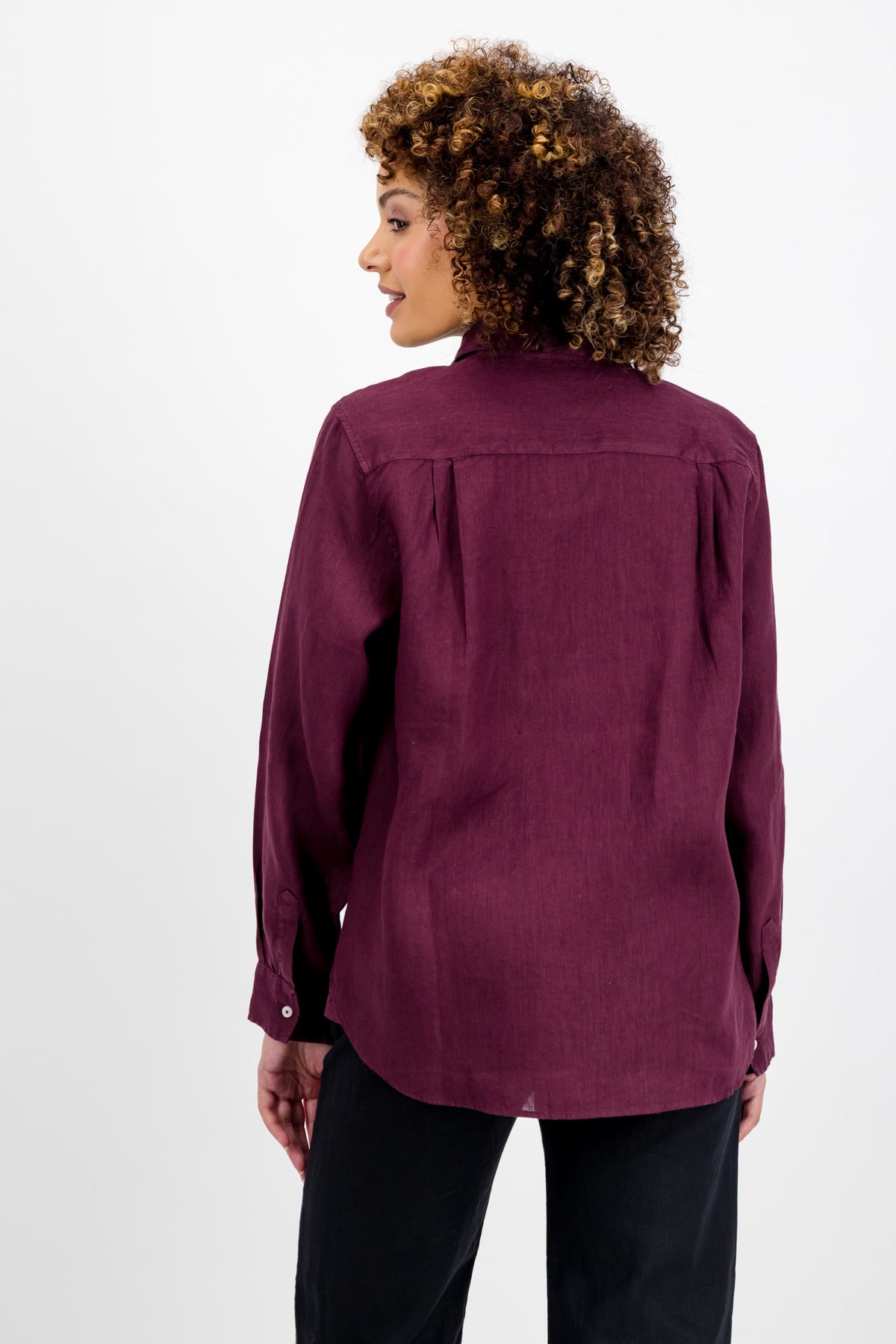 Merlot Ladies Linen Collar Shirt