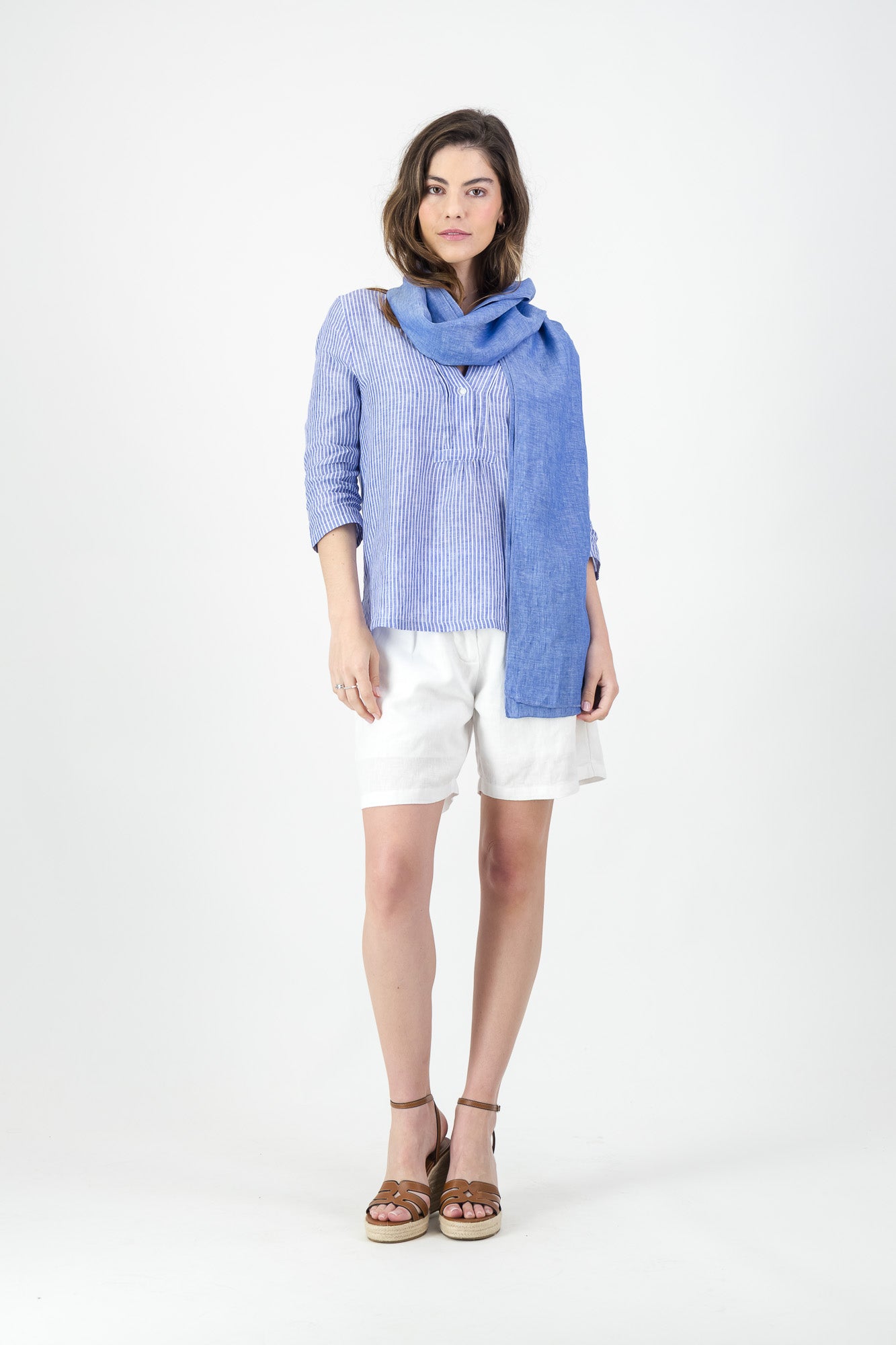 Sahara Linen Scarf - Denim Blue