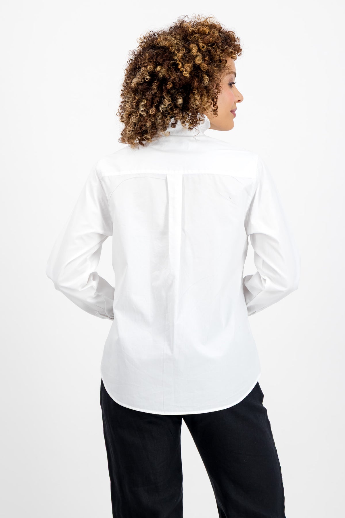 Victoria Ruffle-Neck Top (White)