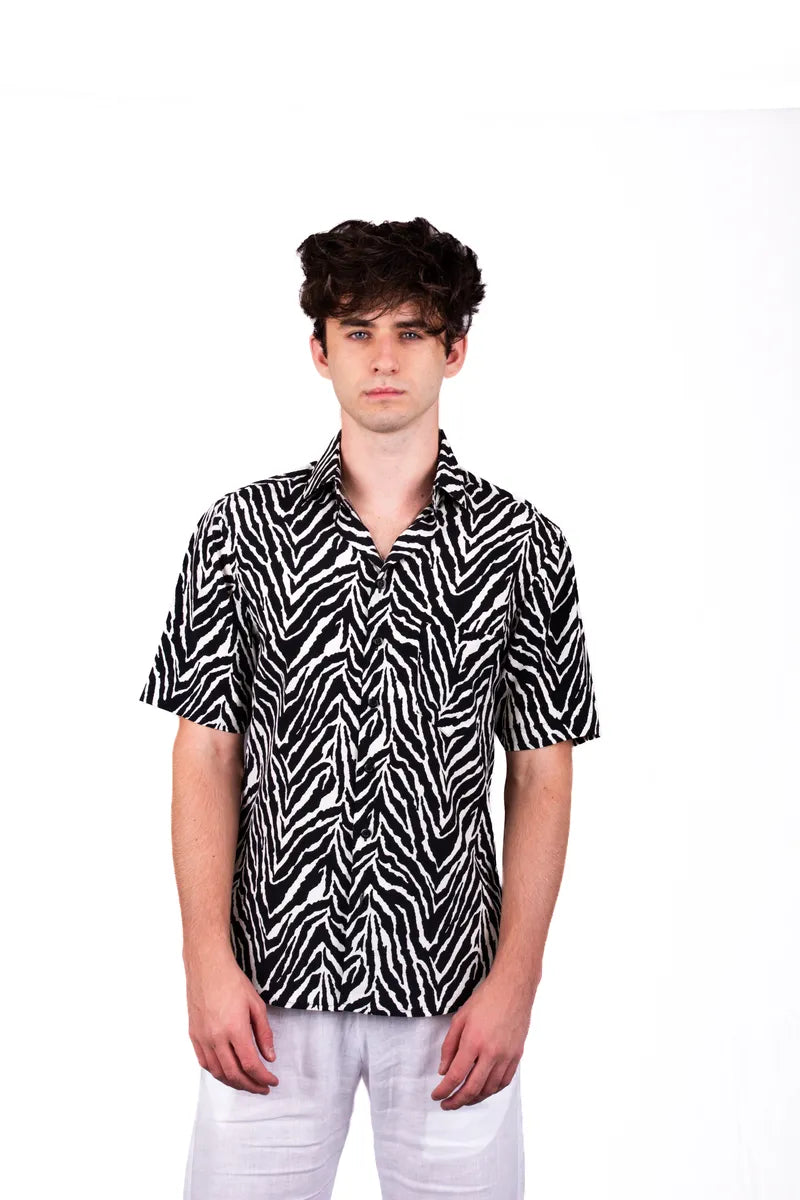 Zebra Print Collar Shirt