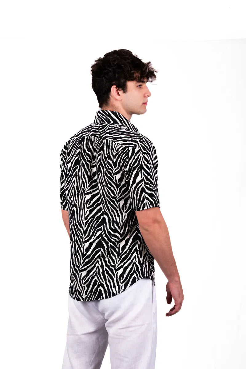 Camicia da uomo con stampa zebrata