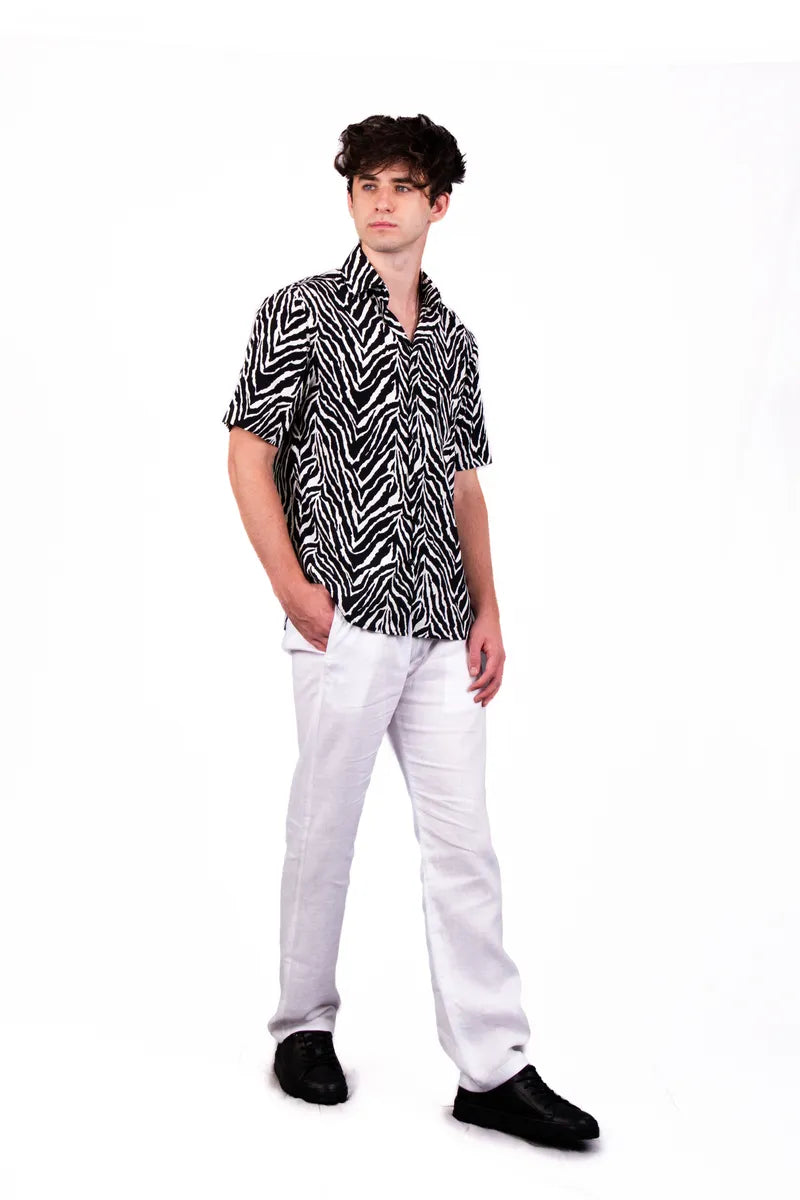 Camicia da uomo con stampa zebrata