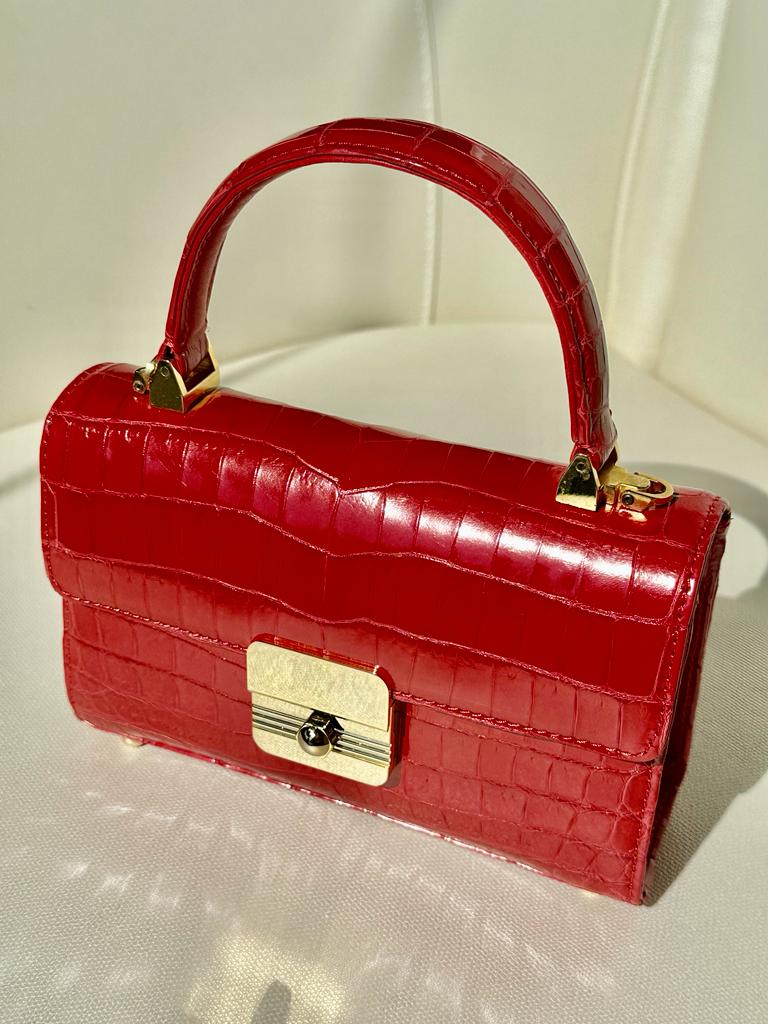 Scarlet Croc Box Bag