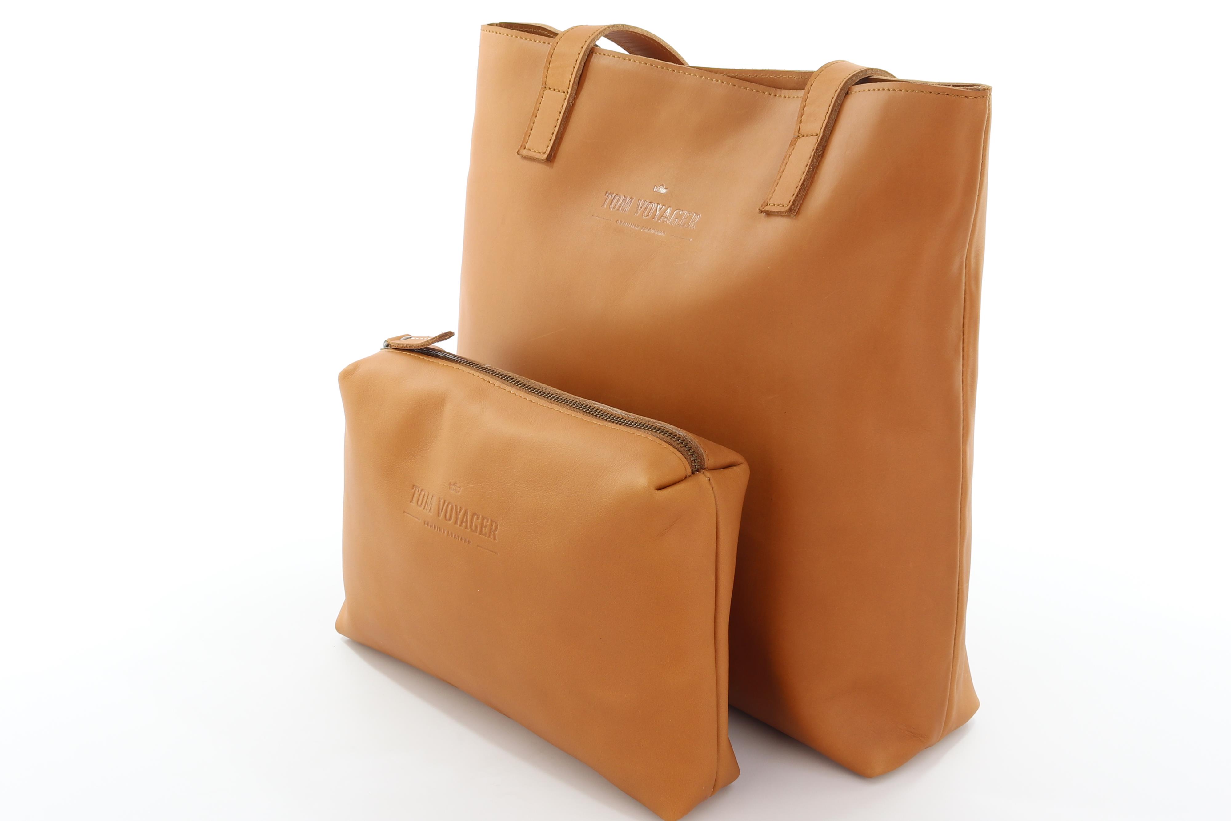 Tom Voyager Emily Genuine Leather Shopper Bag Tan