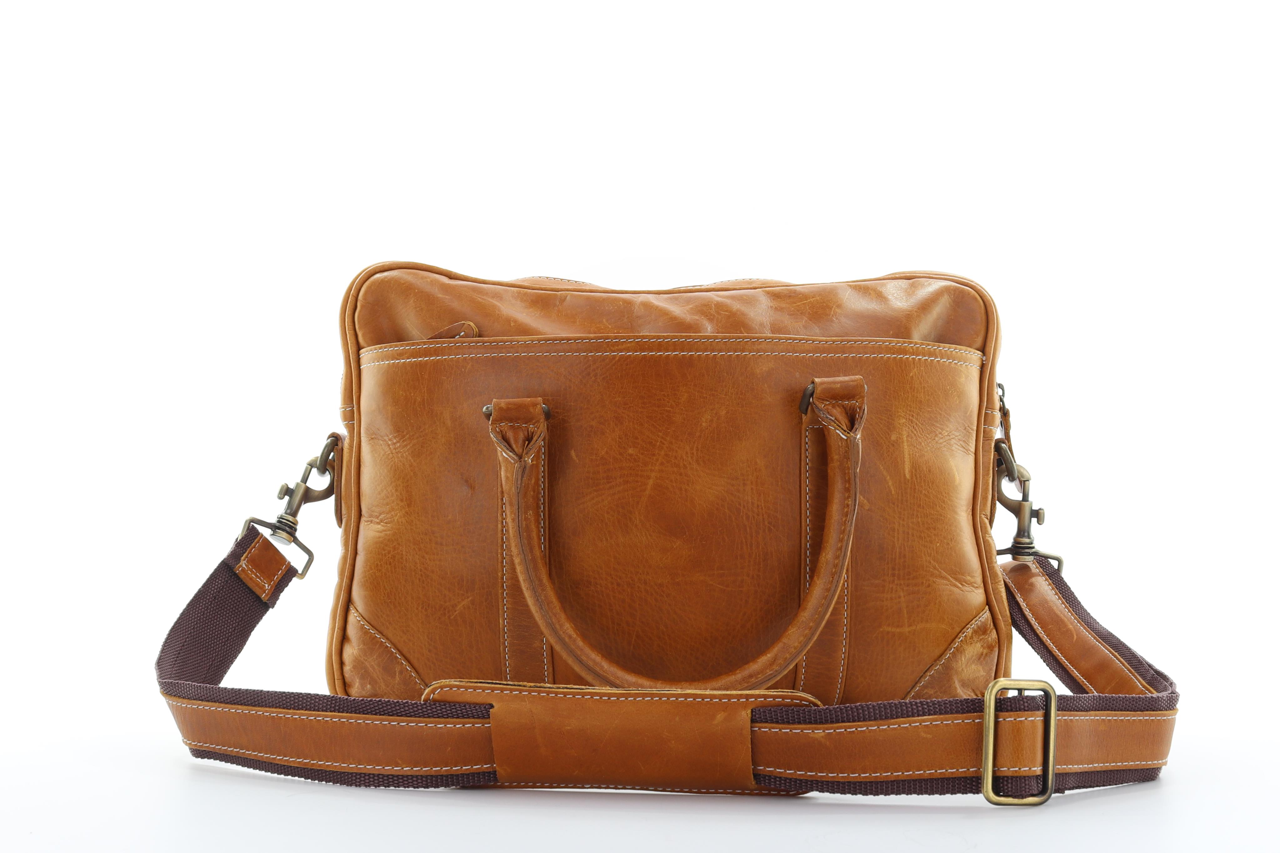 Sac messager en cuir Hayden marron clair